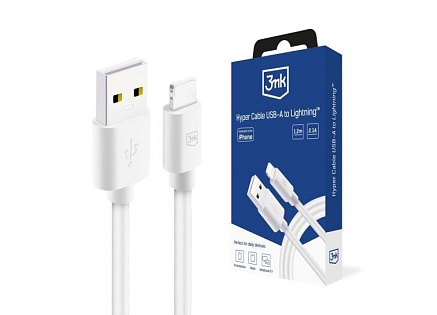 3mk Hyper Cable A to Lightning 1.2m 5V/2.1A 12W White