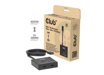 Club3D Switch, USB-C na 2xUSB-C Oboustranný 2v1, 8K60Hz, 4K120Hz, PD 100W