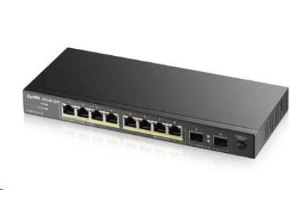 Zyxel GS1100-10HP v2 10-port Desktop Gigabit PoE Switch, 8x gigabit PoE RJ45, 2x SFP, 120W PoE budget