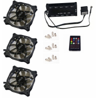 EUROCASE ventilátor RGB 120mm (FullControl spot Led), set 3ks + controller