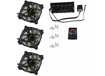 EUROCASE ventilátor RGB 120mm (FullControl spot Led), set 3ks + controller EUROCASE ventilátor RGB 120mm (FullControl spot Led), set 3ks + controller
