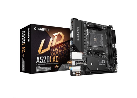 GIGABYTE MB Sc AM4 A520I AC, AMD A520, 2xDDR4, 1xDP, 2xHDMI, WI-FI, Mini-ITX
