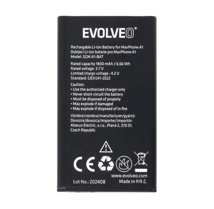 EVOLVEO originální baterie 1800 mAh pro MaxPhone A1 EVOLVEO originální baterie 1800 mAh pro MaxPhone A1