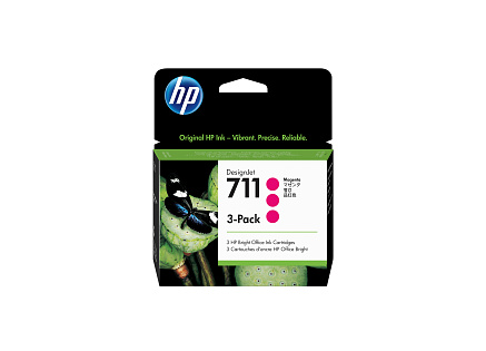 HP 711 Magenta DJ Ink Cart, 29 ml, 3-pack, CZ135A