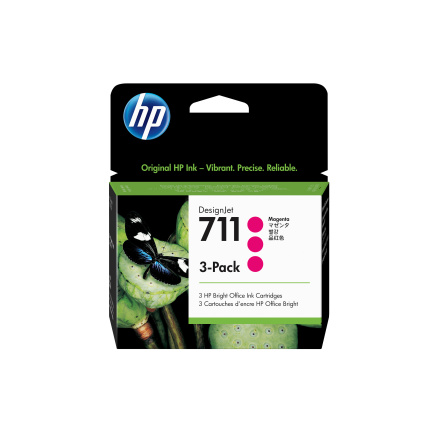 HP 711 Magenta DJ Ink Cart, 29 ml, 3-pack, CZ135A HP 711 Magenta DJ Ink Cart, 29 ml, 3-pack, CZ135A