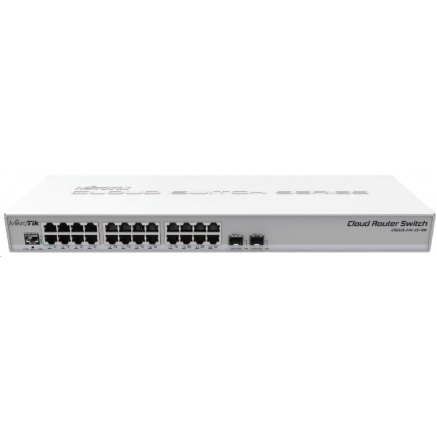 MikroTik Cloud Router Switch CRS326-24G-2S+RM, 800MHz CPU,512MB RAM, 24xLAN, 2xSFP+ slot, vč. L5 MikroTik Cloud Router Switch CRS326-24G-2S+RM, 800MHz CPU,512MB RAM, 24xLAN, 2xSFP+ slot, vč. L5