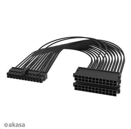AKASA kabel ATX 24P Male to Dual ATX 24P Female - 2 Pack