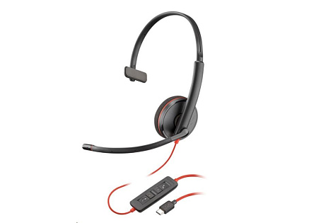 Poly Blackwire 3210 náhlavní souprava, USB-C/A adaptér, mono (bulk), černý kabel