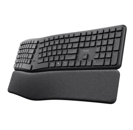 TRUST klávesnice Keyra, Ergonomická, Bezdrátová, US, černá