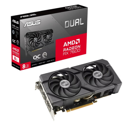 ASUS VGA AMD Radeon RX 7600 DUAL 8GB EVO OC, 8GB GDDR6, 3xDP, 1xHDMI ASUS VGA AMD Radeon RX 7600 DUAL 8GB EVO OC, 8GB GDDR6, 3xDP, 1xHDMI