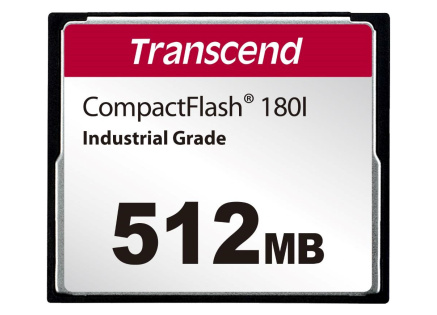 TRANSCEND CompactFlash Card CF180I, 512MB, SLC mode WD-15, Wide Temp.