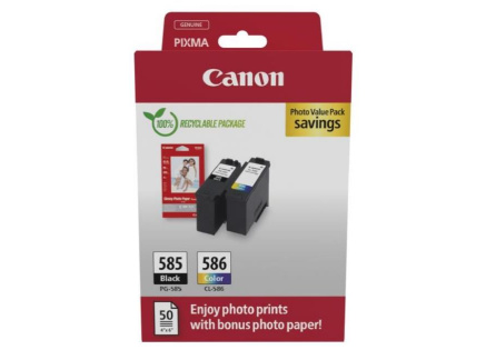 Canon Cartridge PG-585/CL-586 černá/barevná + Canon PAPÍR GP-501 4X6 50