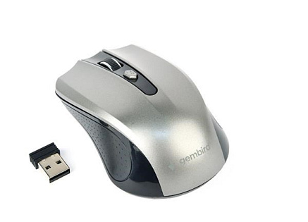 GEMBIRD myš MUSW-4B-04-BG, černo-šedá, bezdrátová, USB nano receiver