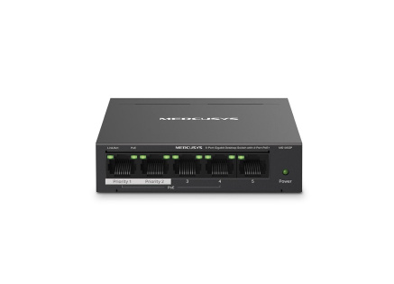 MERCUSYS switch MS105GP (5xGbE,4xPoE+,65W,fanless)