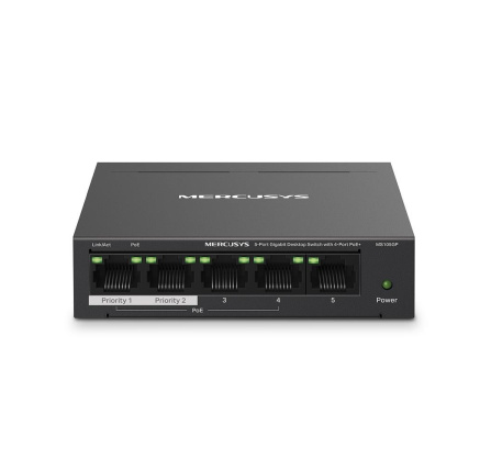 MERCUSYS switch MS105GP (5xGbE,4xPoE+,65W,fanless)