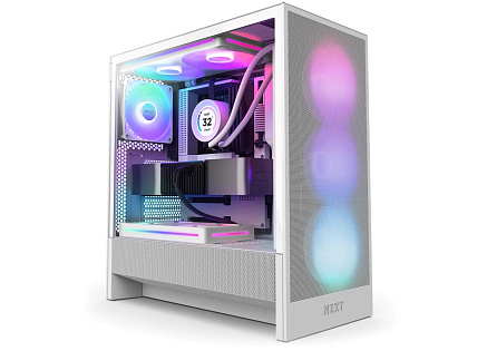NZXT skříň H5 Flow RGB edition / 1x360 mm RGB core fan / 1x120mm / USB 3.0 / USB-C 3.1 / průhledná bočnice / mesh /bílá
