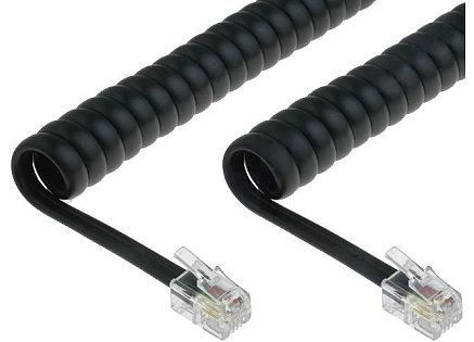 Telefonní šňůra kroucená - 2xRJ10 4p4c, 6m, černá
