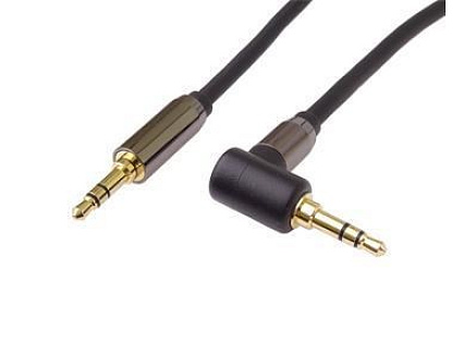 PremiumCord HQ stíněný kabel stereo Jack 3.5mm - Jack 3.5mm zahnutý 90°, 3m PremiumCord HQ stíněný kabel stereo Jack 3.5mm - Jack 3.5mm zahnutý 90°, 3m