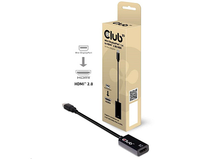 Club3D Adaptér aktivní mini DisplayPort 1.4 na HDMI 2.0b, HDR (M/F), 16cm