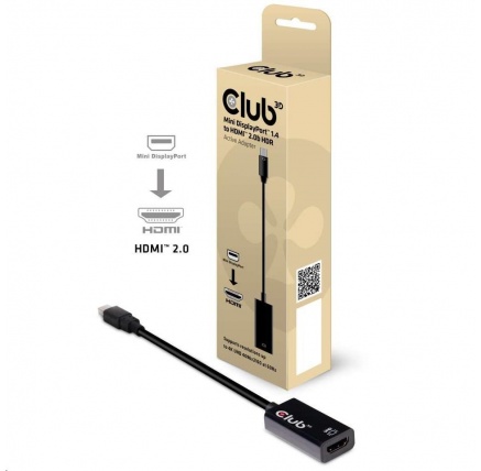 Club3D Adaptér aktivní mini DisplayPort 1.4 na HDMI 2.0b, HDR (M/F), 16cm