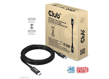 Club3D Kabel USB4 Gen3x2 Typ C 8K60Hz UHD, 40Gbps, Power Delivery 240W, (M/M), 300cm