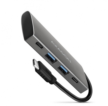 AXAGON HMC-4G2, USB 3.2 Gen 2 10 Gb/s hub, porty 2x USB-A, 2x USB-C, kabel USB-C 13cm