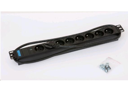 TRITON 19" rozvodný panel 8x230V - 2m, kontrolka, černý