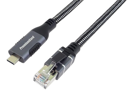 PremiumCord Ethernetový kabel USB-C na LAN RJ45 10/100/1000, 2m