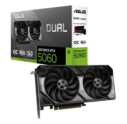 ASUS VGA NVIDIA GeForce RTX 5060 DUAL OC 8G, 8GB GDDR7, 3xDP, 1xHDMI