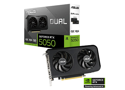 ASUS VGA NVIDIA GeForce RTX 5050 DUAL OC 8G, 8G GDDR6, 3xDP, 1xHDMI