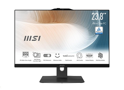MSI PC AiO AM242TP (Modern AM242TP 1M-2021XEU), Core 5 120U, 23.8" FHD, Touch, 16GB, 512GB SSD, N/A, No OS, Black