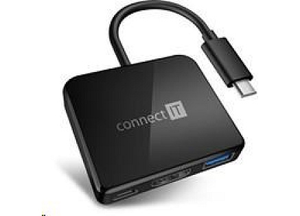 CONNECT IT USB-C hub, 3v1 (USB-C,USB-A,HDMI), externí, černý CONNECT IT USB-C hub, 3v1 (USB-C,USB-A,HDMI), externí, černý