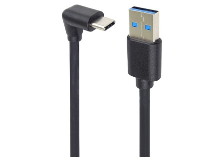 PremiumCord Kabel USB typ C/M zahnutý konektor 90° - USB 3.0 A/M, 2m