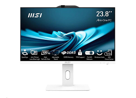 MSI AIO PRO AP242P (PRO AP242P 14M-1091XEU), i3-14100, 23.8" FHD, Anti-Glare, 16GB, 512GB SSD, No OS, White
