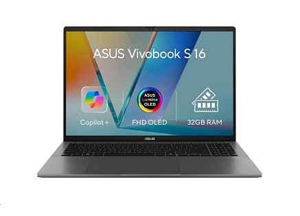 ASUS NTB Vivobook S 16 (M3607GA-OLED078X), Ryzen AI 9 H 465, 16" 1920 x 1200, 32GB, 1TB SSD, Radeon, W11 Pro, Gray