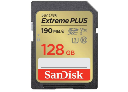 SanDisk SDXC karta 128GB Extreme PLUS (190 MB/s Class 10, UHS-I U3 V30)