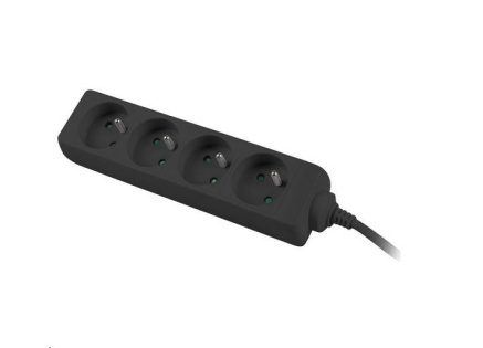 PREMIUMCORD Prodlužovací přívod 230V 2m 4 zásuvky, černý PREMIUMCORD Prodlužovací přívod 230V 2m 4 zásuvky, černý