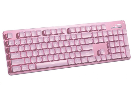 WG - Herní klávesnice WG, podsvícena, drátová, růžová