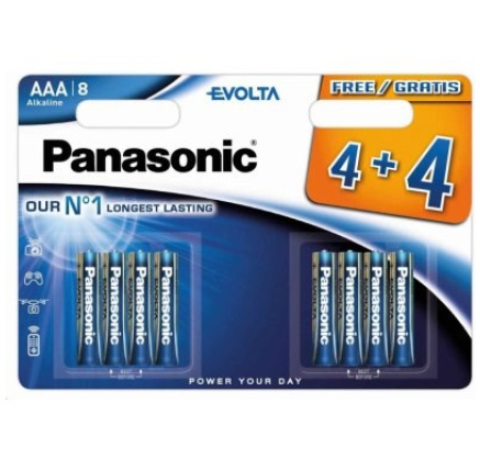 PANASONIC Alkalické baterie Evolta Platinum LR03EGE/8BW 4+4F AAA 1,5V (Blistr 8ks)