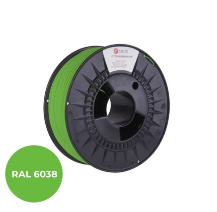 C-TECH Tisková struna (filament) PREMIUM LINE, ABS, luminiscenční zelená, RAL6038, 1,75mm, 1kg