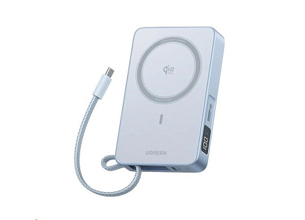 UGREEN magnetická powerbanka MagFlow 10000mAh s diplejem, Li-ion, 30W, MagSafe, 2x USB-C, stříbrná UGREEN magnetická powerbanka MagFlow 10000mAh s diplejem, Li-ion, 30W, MagSafe, 2x USB-C, stříbrná