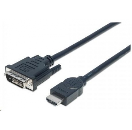 MANHATTAN kabel HDMI Male to DVI-D 24+1 Male, Dual Link, Black, 3m MANHATTAN kabel HDMI Male to DVI-D 24+1 Male, Dual Link, Black, 3m