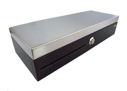 Virtuos pokladní zásuvka flip-top FT-460C2 - s kabelem, se zamykacím krytem, NEREZ víko, černá