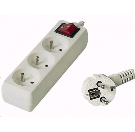 PREMIUMCORD Prodlužovací přívod 230V 7m, 3 zásuvky + vypínač, bílá PREMIUMCORD Prodlužovací přívod 230V 7m, 3 zásuvky + vypínač, bílá