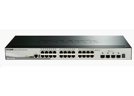 D-Link DGS-1510-28X 28-Port Gigabit Stackable Smart Managed Switch, 24x gigabit RJ45, 4x 10G SFP+