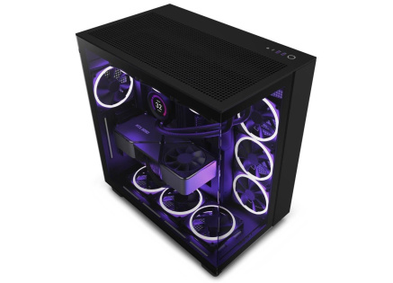 NZXT skříň H9 Flow dvoukomorová ATX / 4x120mm fan / až 10xfan / perforovaný top / proskl. bočnice, front / černá
