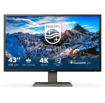 Philips MT VA LED 42,5" 439P1/00 - VA panel, 3840x2160, 400cd, 2x HDMI 2.0, 1x HDMI 1.4, DP, USB-C, USB 3.2, RJ45, repro