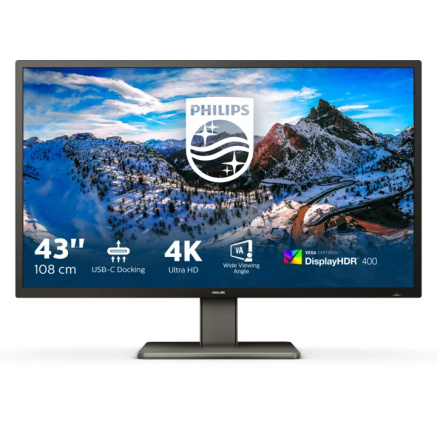 Philips MT VA LED 42,5" 439P1/00 - VA panel, 3840x2160, 400cd, 2x HDMI 2.0, 1x HDMI 1.4, DP, USB-C, USB 3.2, RJ45, repro Philips MT VA LED 42,5" 439P1/00 - VA panel, 3840x2160, 400cd, 2x HDMI 2.0, 1x HDMI 1.4, DP, USB-C, USB 3.2, RJ45, repro