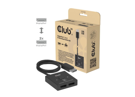 Club3D Switch, DP na 2x DP Oboustranný 2v1, 8K60Hz, 0,5m