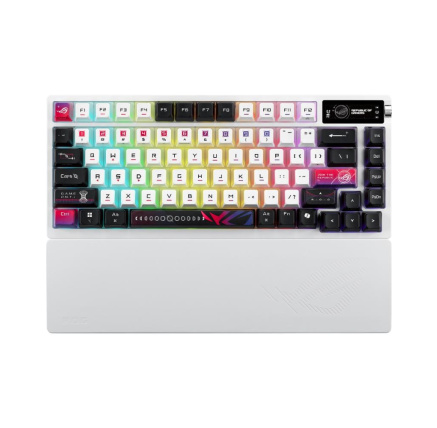 ASUS Klávesnice ROG Azoth X, Mechanická, Bezdrátová BT, RF 2.4GHz, US, bílá